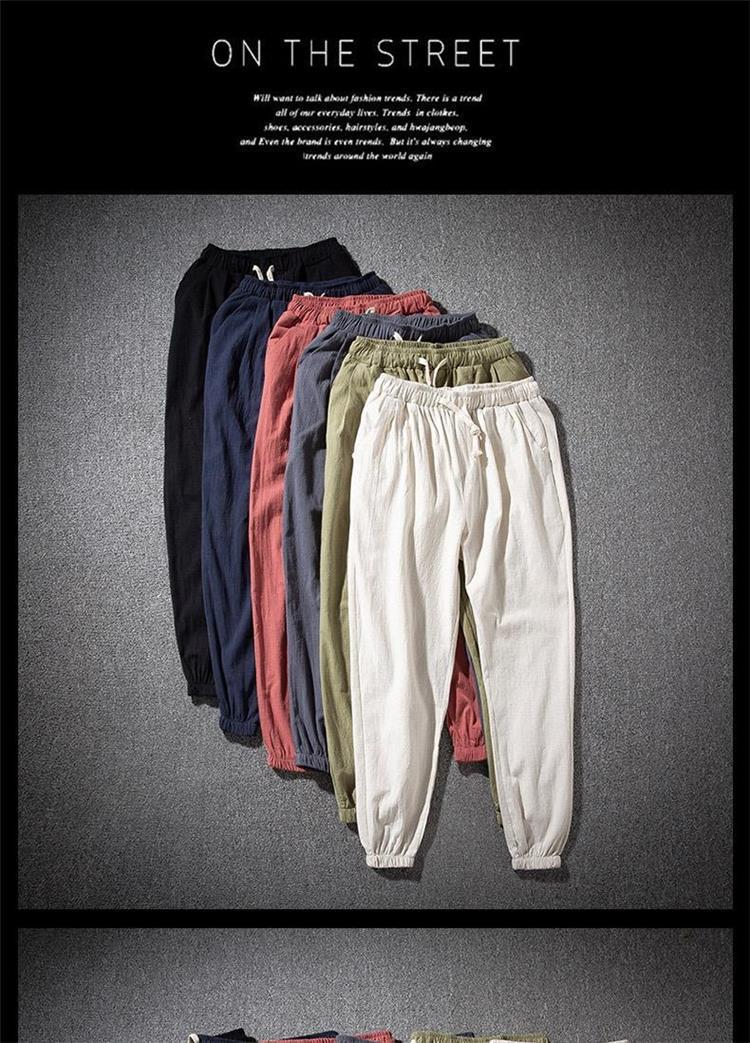 Spring and Summer Thin Breathable Linen Pants Men's Loose Straight Chinese Style Cotton and Linen Pants Men's Casual Linen Long Pants plus size