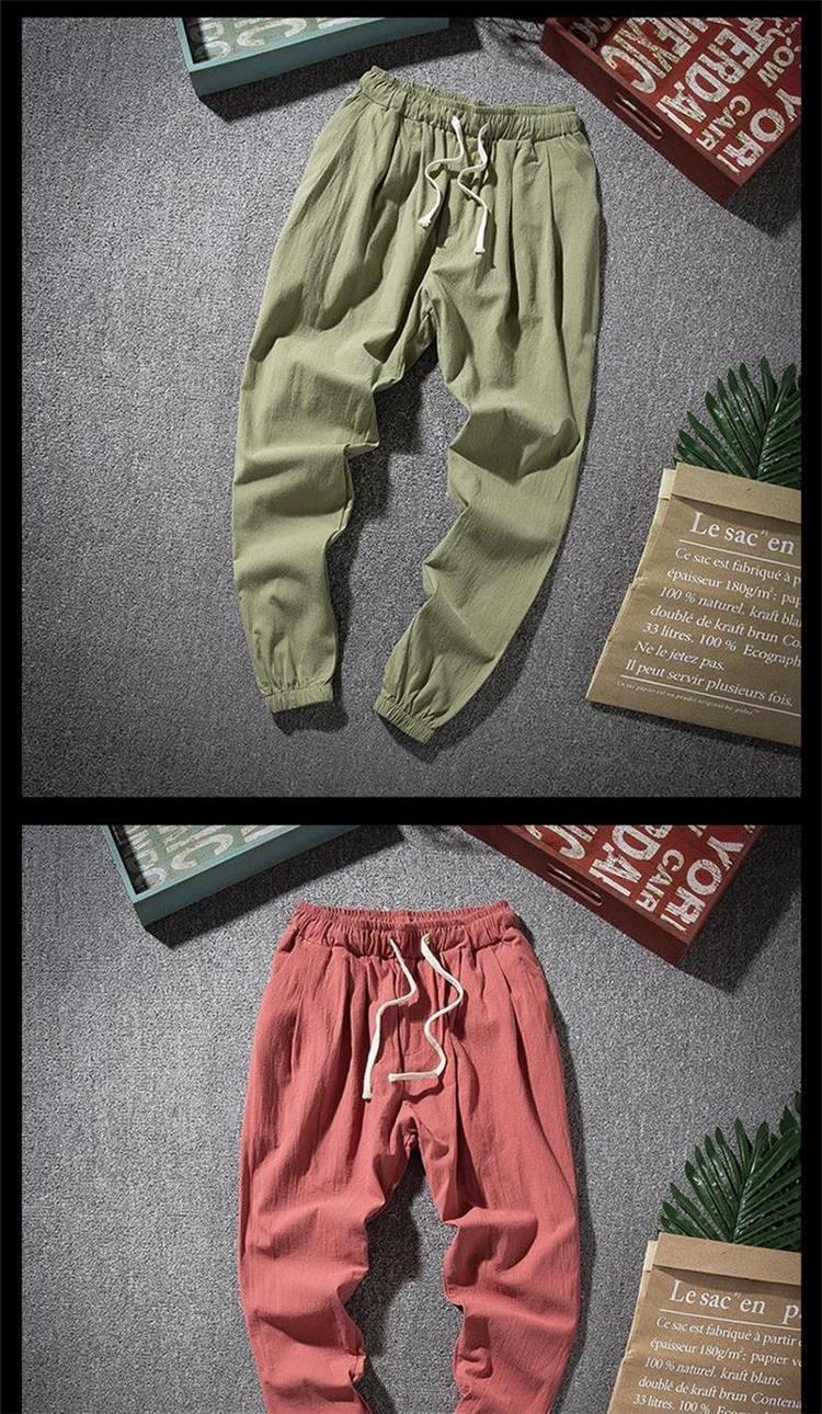 Spring and Summer Thin Breathable Linen Pants Men's Loose Straight Chinese Style Cotton and Linen Pants Men's Casual Linen Long Pants plus size