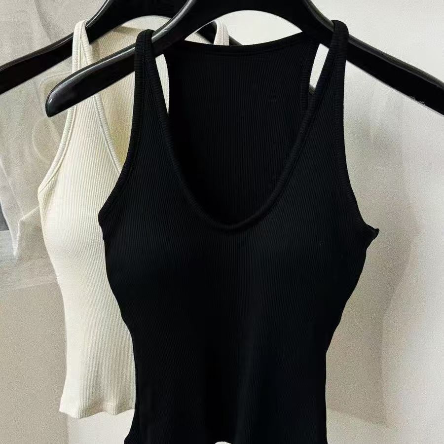 Breast Cover Beautiful Comes with Chest Pad Camisole Women's 2024 New Style Inner Wear Beautiful Back Slim-fit Slim-fit Neck Top