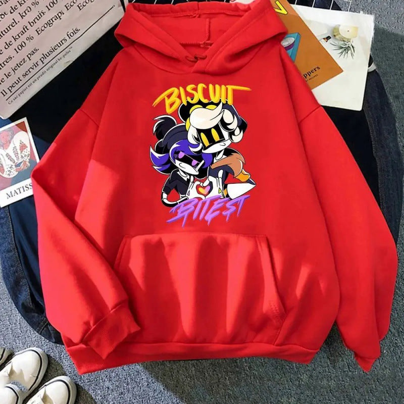 Foreign Trade Inorganic Killer Cartoon Printed Sweatshirt Autumn and Winter Male and Female Students Long-Sleeved Pure Color Jacket Hoodie Hoodie