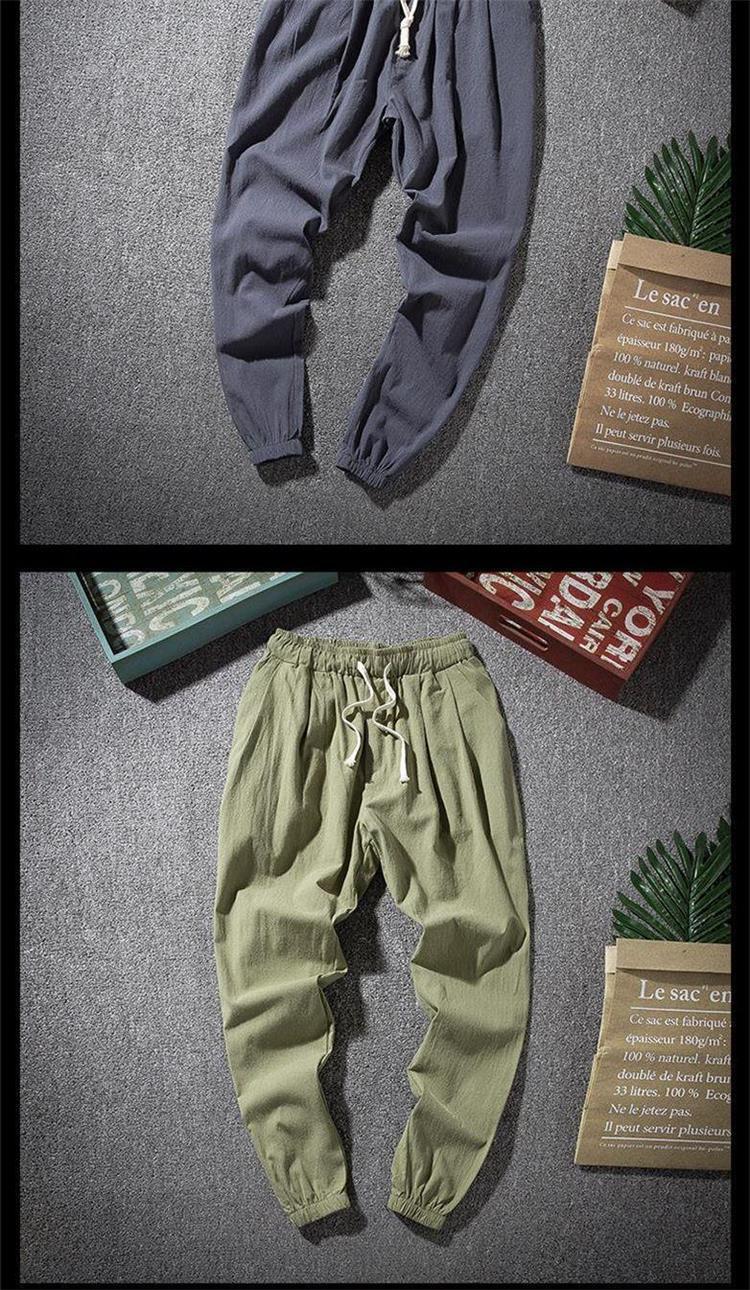 Spring and Summer Thin Breathable Linen Pants Men's Loose Straight Chinese Style Cotton and Linen Pants Men's Casual Linen Long Pants plus size