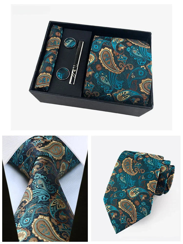 Factory Wholesale Men's Tie Business Dress Wedding Photo Suit Accessories Tie Cufflinks Square Tie Gift Box