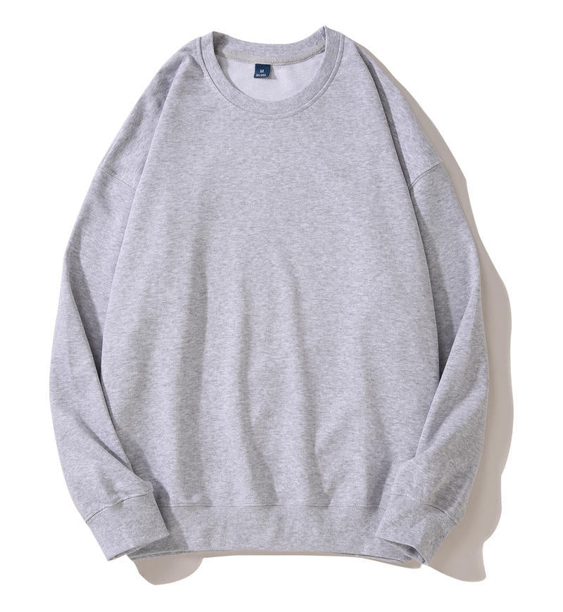 Autumn and Winter 460g Crew Neck Sweatshirt, Unisex, Loose Fit, Solid Color, Long-Sleeved Sports Top, Warm and Fleece-Lined, Versatile