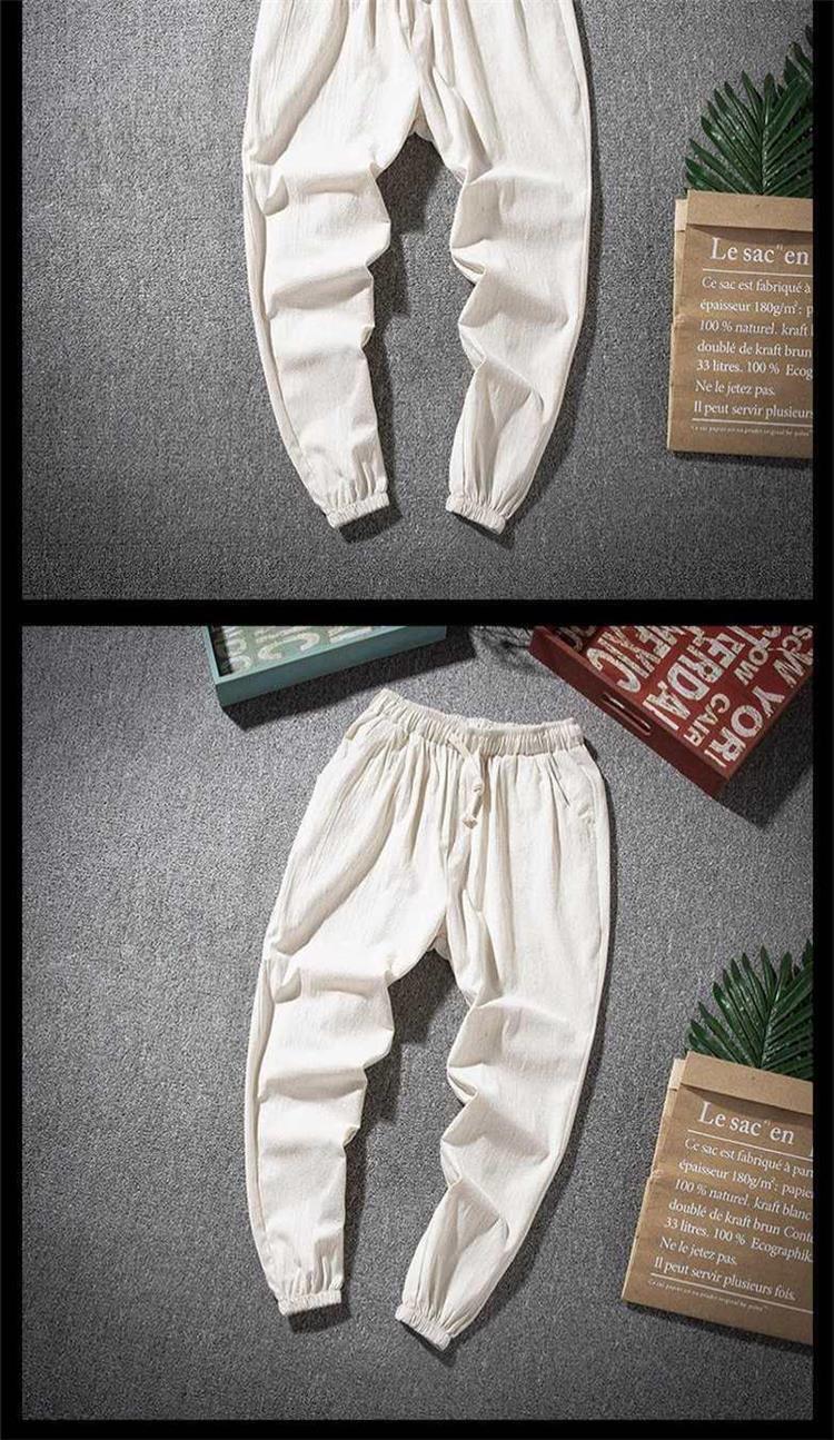Spring and Summer Thin Breathable Linen Pants Men's Loose Straight Chinese Style Cotton and Linen Pants Men's Casual Linen Long Pants plus size