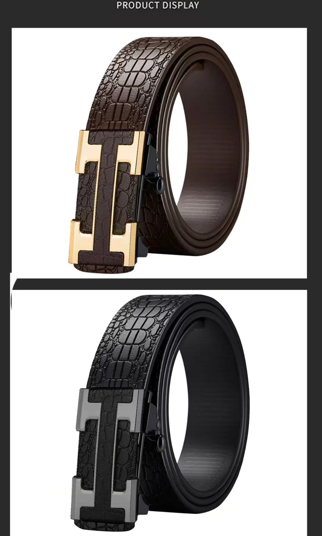 Cross-border exclusive for high-end men's belt toothless automatic buckle genuine leather leather belt casual business belt