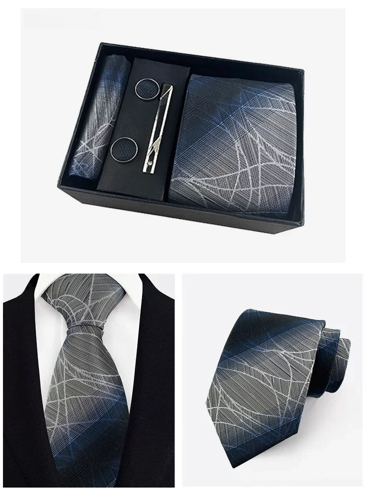 Factory Wholesale Men's Tie Business Dress Wedding Photo Suit Accessories Tie Cufflinks Square Tie Gift Box