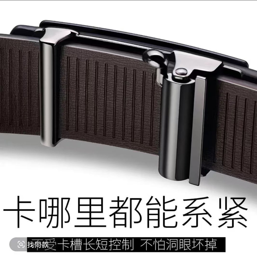 Cross-border exclusive for high-end men's belt toothless automatic buckle genuine leather leather belt casual business belt