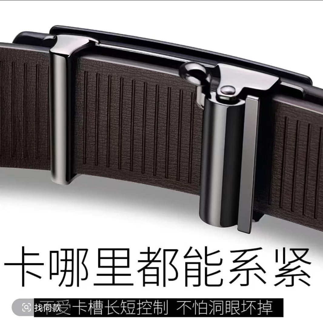 Cross-border exclusive for high-end men's belt toothless automatic buckle genuine leather leather belt casual business belt