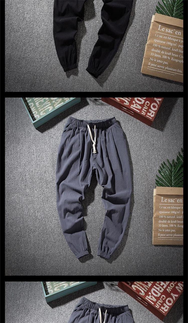 Spring and Summer Thin Breathable Linen Pants Men's Loose Straight Chinese Style Cotton and Linen Pants Men's Casual Linen Long Pants plus size