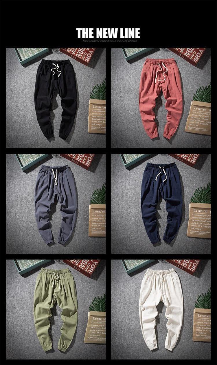Spring and Summer Thin Breathable Linen Pants Men's Loose Straight Chinese Style Cotton and Linen Pants Men's Casual Linen Long Pants plus size