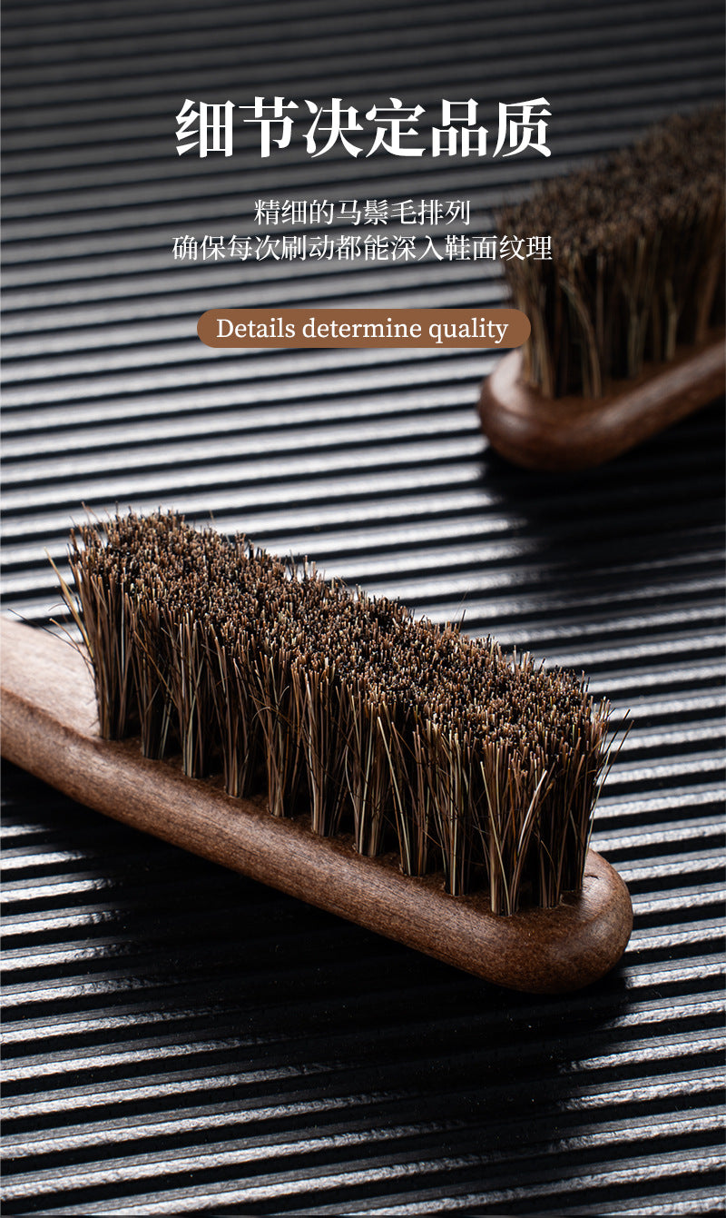 Beech Horsehair Brush for Leather Shoes, Oiling, Polishing, Dust Removal, Shoe Brush, Horsehair Cleaning Brush for Shiny White Shoes