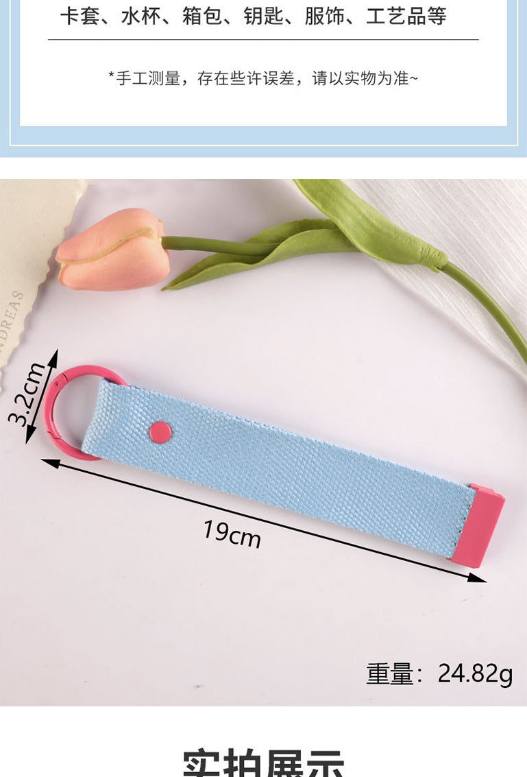New 32mm Japanese and Korean Ins Style Dopamine Color DIY Keychain Ribbon Lanyard Embroidered Canvas Strap Korean Strap