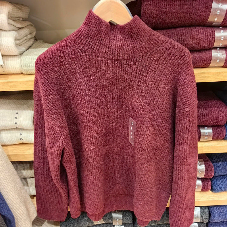 2024 New Women's Clothing Shufulei Turtleneck Knitted Sweater Loose All-match Long Sleeve Sweater Soft Waxy Sweater SY469430