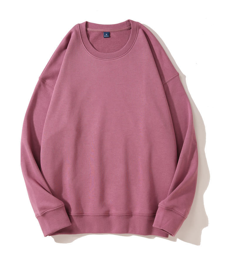Autumn and Winter 460g Crew Neck Sweatshirt, Unisex, Loose Fit, Solid Color, Long-Sleeved Sports Top, Warm and Fleece-Lined, Versatile