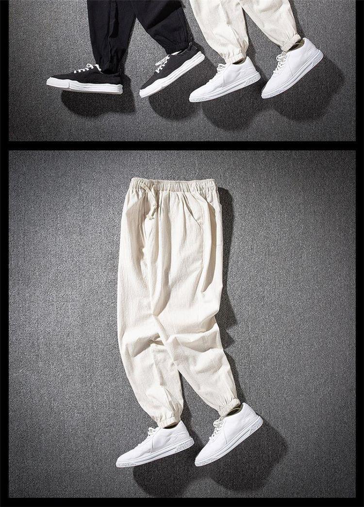 Spring and Summer Thin Breathable Linen Pants Men's Loose Straight Chinese Style Cotton and Linen Pants Men's Casual Linen Long Pants plus size