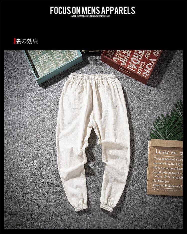 Spring and Summer Thin Breathable Linen Pants Men's Loose Straight Chinese Style Cotton and Linen Pants Men's Casual Linen Long Pants plus size