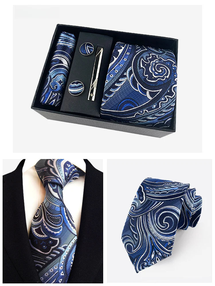 Factory Wholesale Men's Tie Business Dress Wedding Photo Suit Accessories Tie Cufflinks Square Tie Gift Box