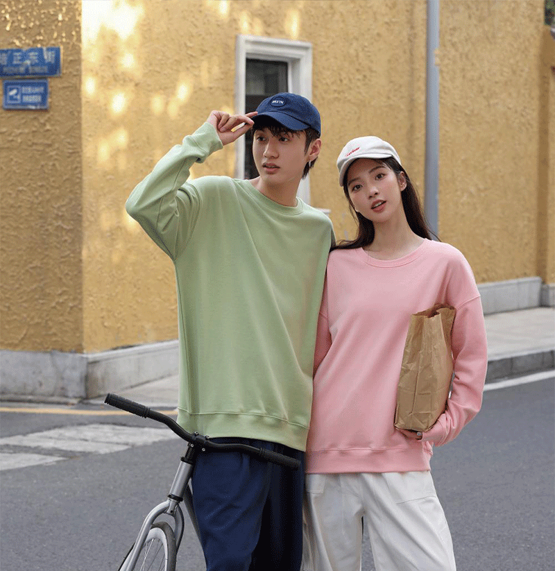 Autumn and Winter 460g Crew Neck Sweatshirt, Unisex, Loose Fit, Solid Color, Long-Sleeved Sports Top, Warm and Fleece-Lined, Versatile