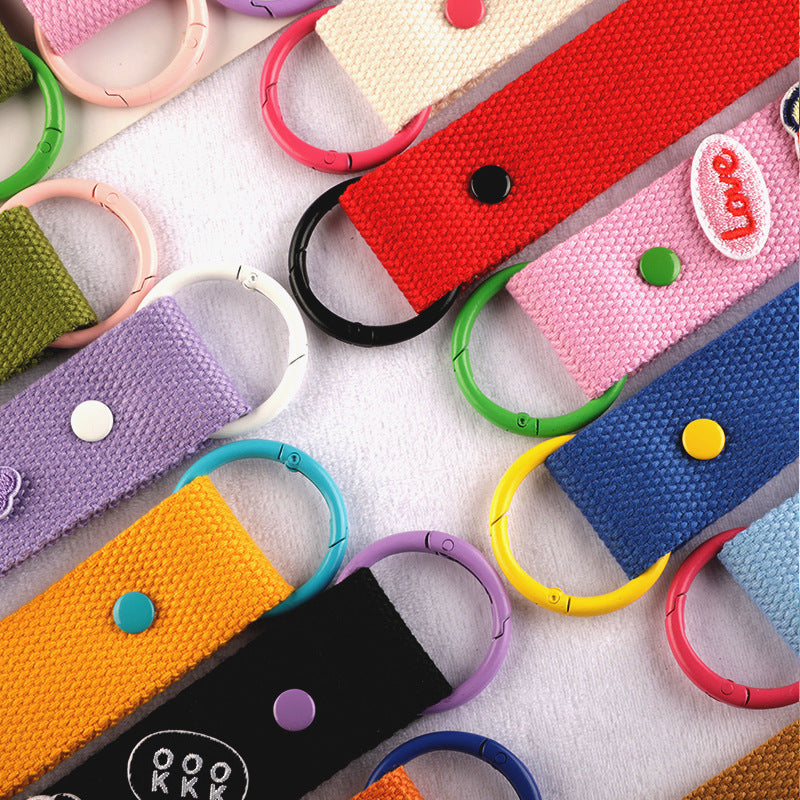 New 32mm Japanese and Korean Ins Style Dopamine Color DIY Keychain Ribbon Lanyard Embroidered Canvas Strap Korean Strap