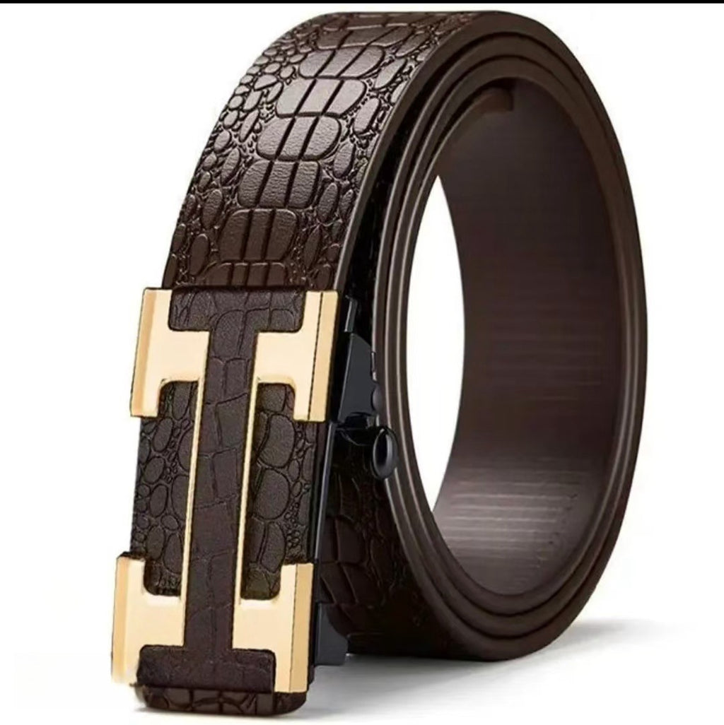 Cross-border exclusive for high-end men's belt toothless automatic buckle genuine leather leather belt casual business belt