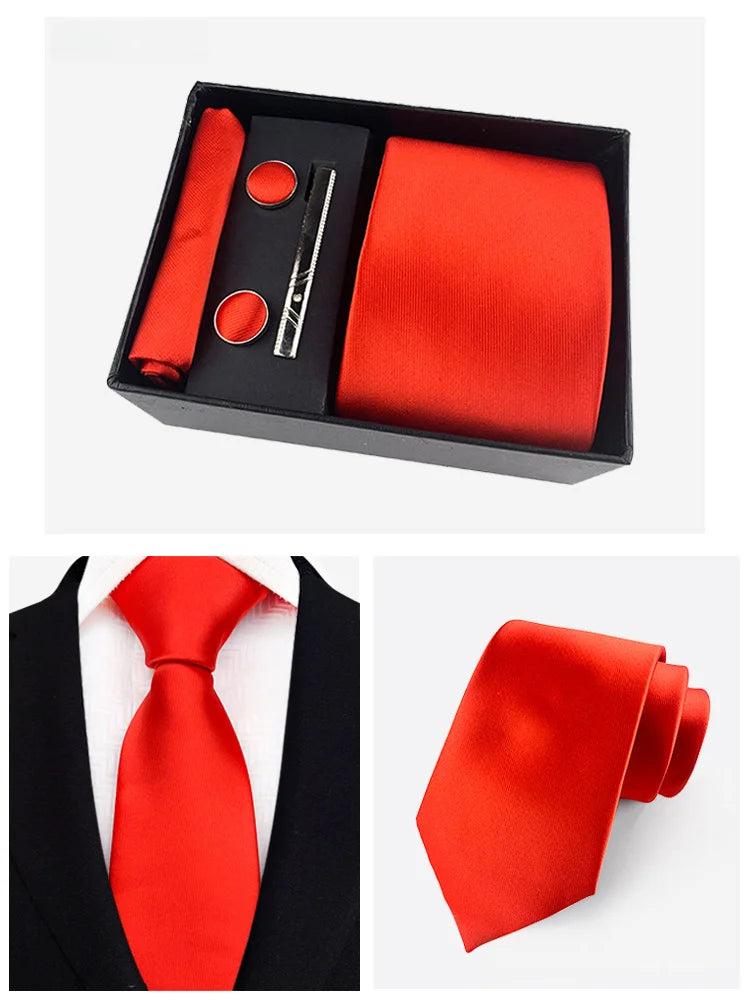 Factory Wholesale Men's Tie Business Dress Wedding Photo Suit Accessories Tie Cufflinks Square Tie Gift Box