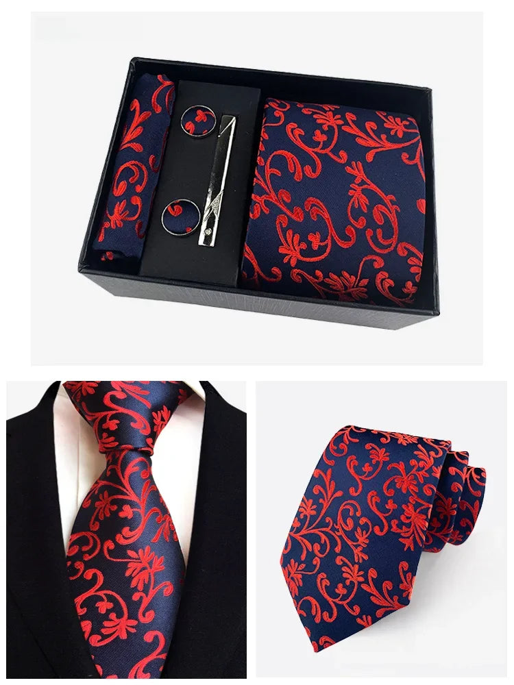 Factory Wholesale Men's Tie Business Dress Wedding Photo Suit Accessories Tie Cufflinks Square Tie Gift Box