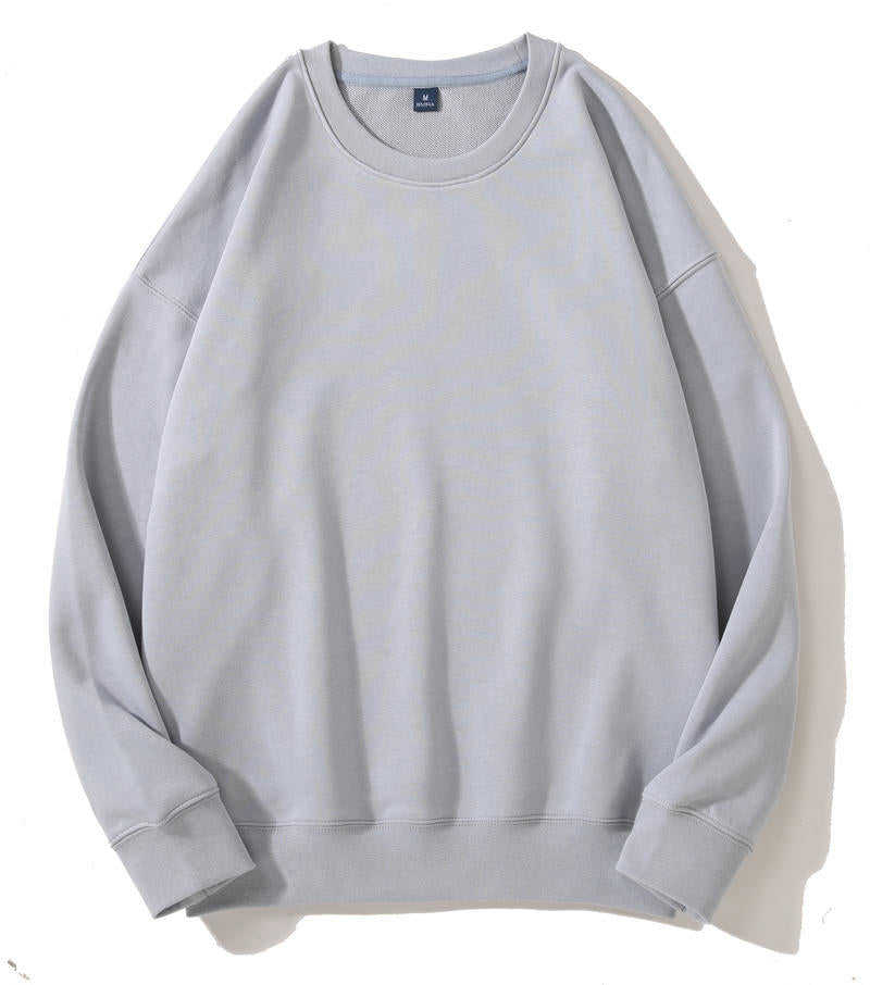 Autumn and Winter 460g Crew Neck Sweatshirt, Unisex, Loose Fit, Solid Color, Long-Sleeved Sports Top, Warm and Fleece-Lined, Versatile