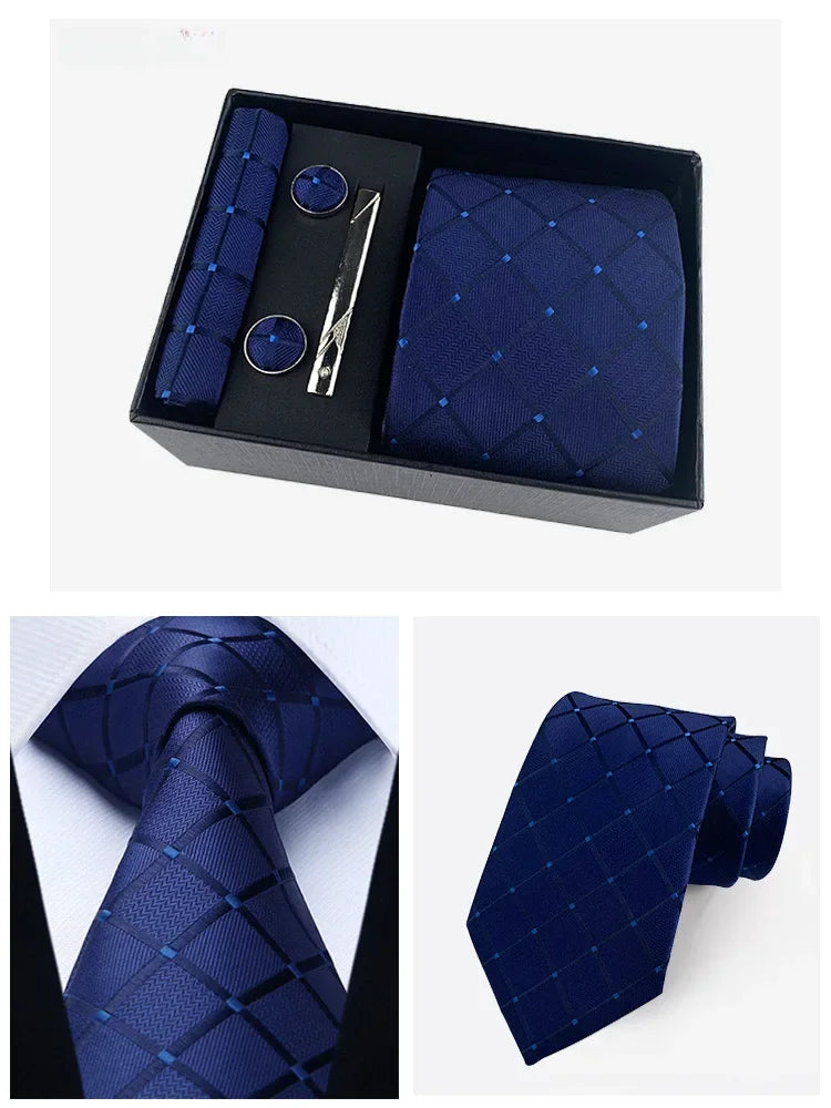 Factory Wholesale Men's Tie Business Dress Wedding Photo Suit Accessories Tie Cufflinks Square Tie Gift Box