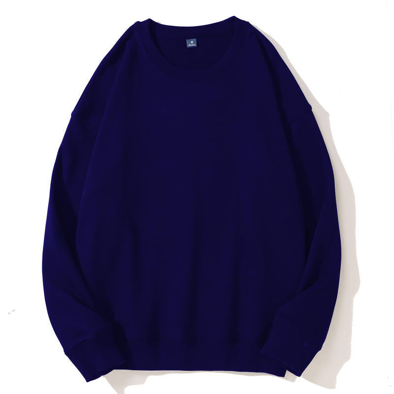 Autumn and Winter 460g Crew Neck Sweatshirt, Unisex, Loose Fit, Solid Color, Long-Sleeved Sports Top, Warm and Fleece-Lined, Versatile