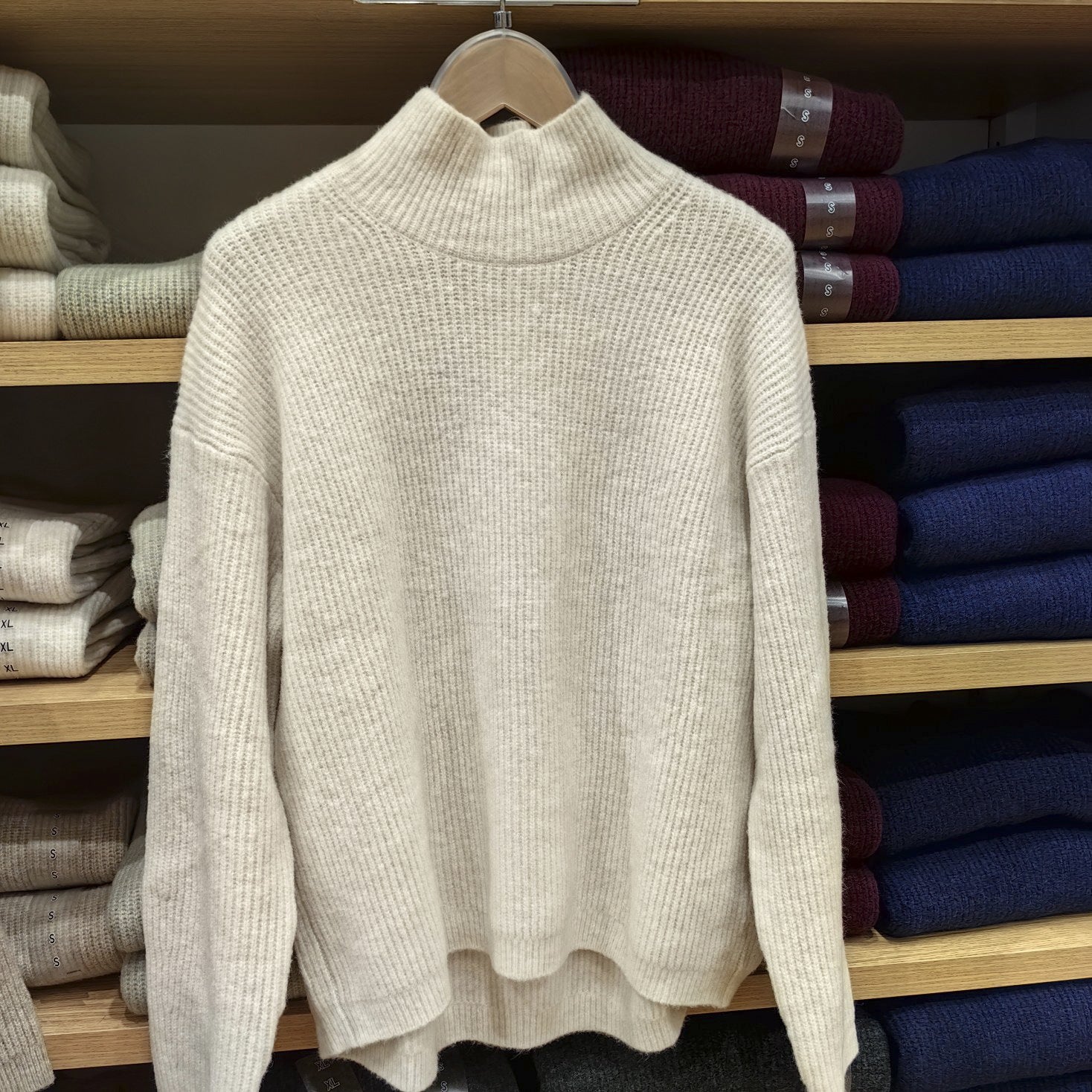 2024 New Women's Clothing Shufulei Turtleneck Knitted Sweater Loose All-match Long Sleeve Sweater Soft Waxy Sweater SY469430
