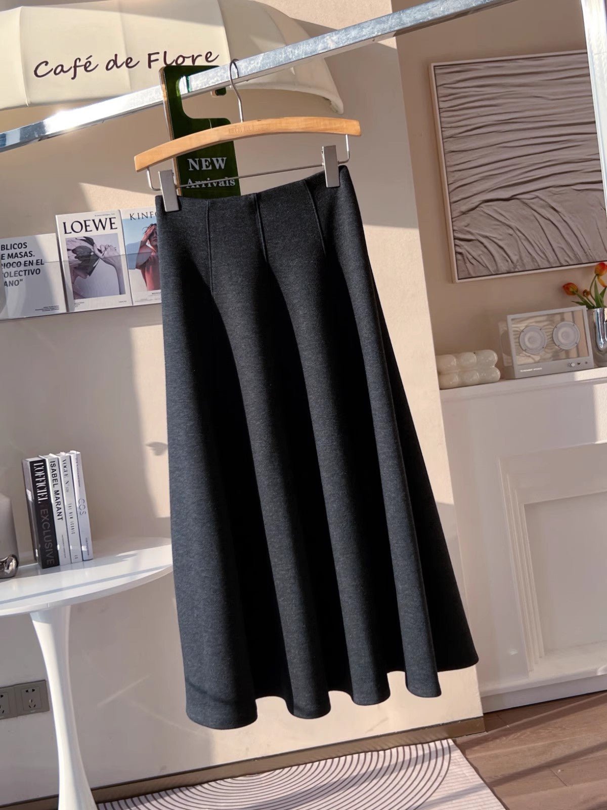fleece-lined Thickened Acetic Acid Wool Skirt Women's Autumn and Winter High Waist All-match Mid-length A- line Umbrella Skirt Slimming