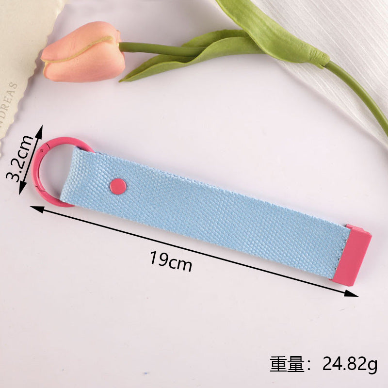 New 32mm Japanese and Korean Ins Style Dopamine Color DIY Keychain Ribbon Lanyard Embroidered Canvas Strap Korean Strap