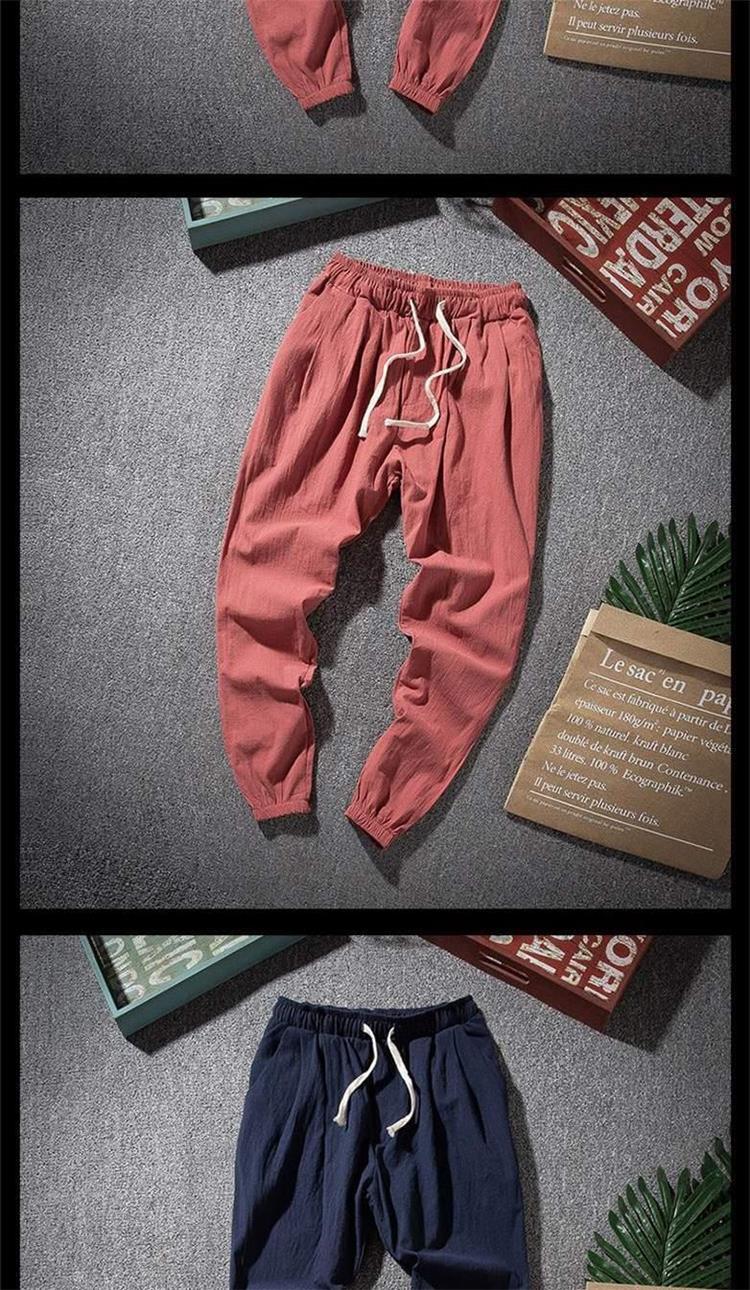 Spring and Summer Thin Breathable Linen Pants Men's Loose Straight Chinese Style Cotton and Linen Pants Men's Casual Linen Long Pants plus size