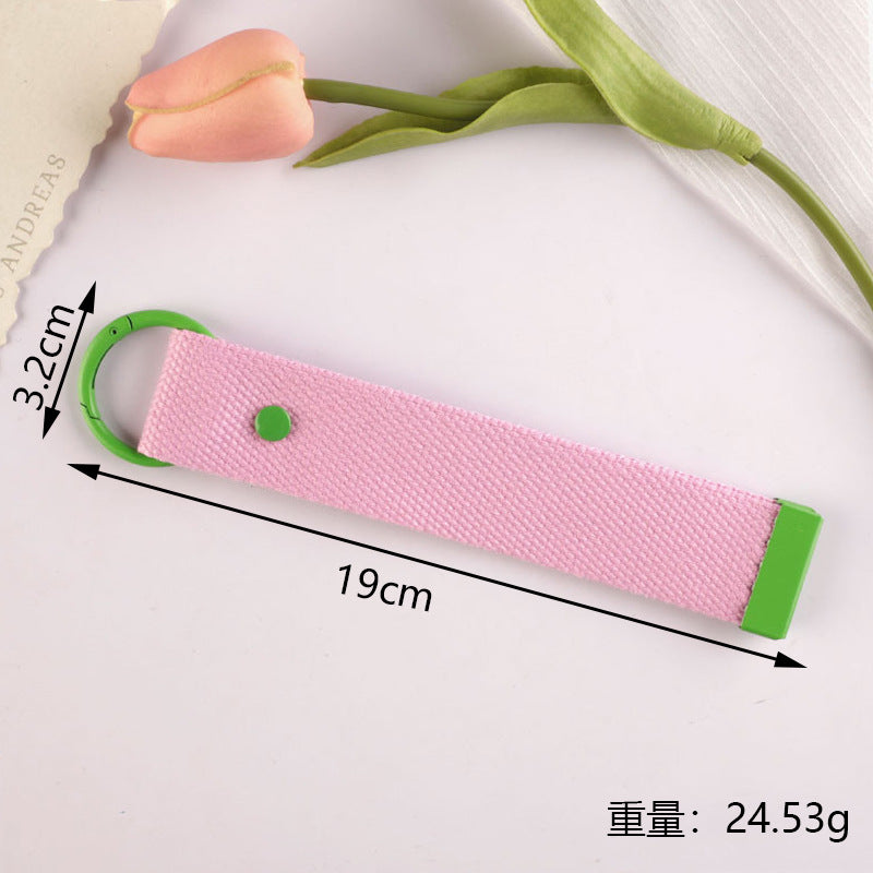 New 32mm Japanese and Korean Ins Style Dopamine Color DIY Keychain Ribbon Lanyard Embroidered Canvas Strap Korean Strap