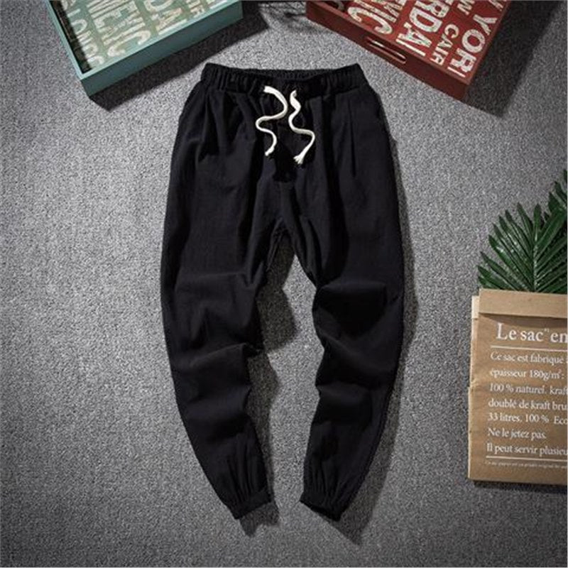 Spring and Summer Thin Breathable Linen Pants Men's Loose Straight Chinese Style Cotton and Linen Pants Men's Casual Linen Long Pants plus size