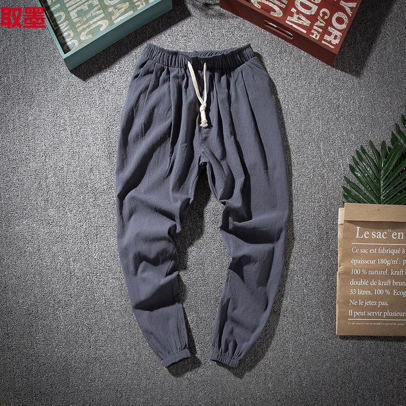Spring and Summer Thin Breathable Linen Pants Men's Loose Straight Chinese Style Cotton and Linen Pants Men's Casual Linen Long Pants plus size