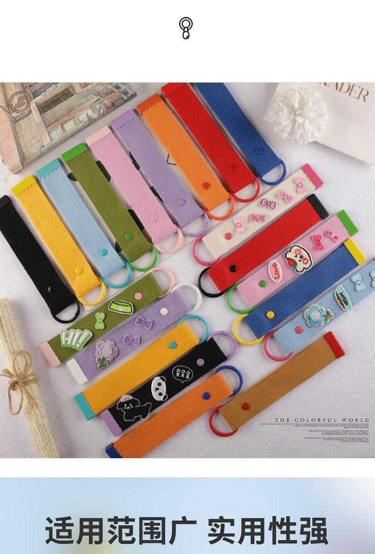 New 32mm Japanese and Korean Ins Style Dopamine Color DIY Keychain Ribbon Lanyard Embroidered Canvas Strap Korean Strap