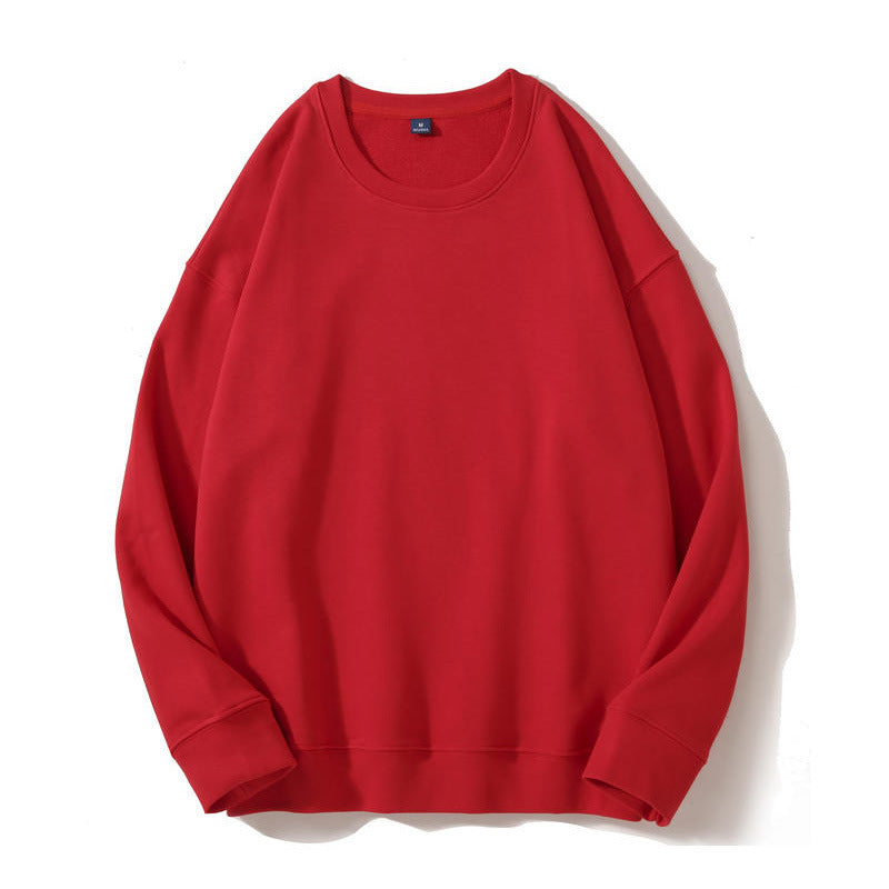 Autumn and Winter 460g Crew Neck Sweatshirt, Unisex, Loose Fit, Solid Color, Long-Sleeved Sports Top, Warm and Fleece-Lined, Versatile