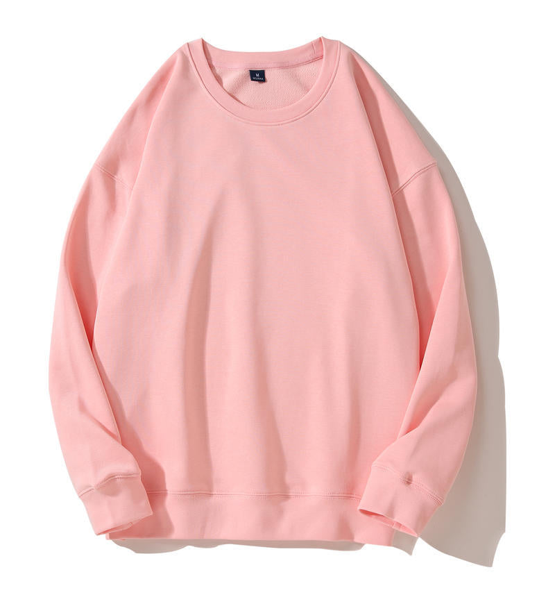 Autumn and Winter 460g Crew Neck Sweatshirt, Unisex, Loose Fit, Solid Color, Long-Sleeved Sports Top, Warm and Fleece-Lined, Versatile