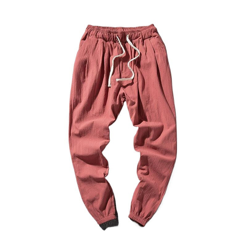 Spring and Summer Thin Breathable Linen Pants Men's Loose Straight Chinese Style Cotton and Linen Pants Men's Casual Linen Long Pants plus size