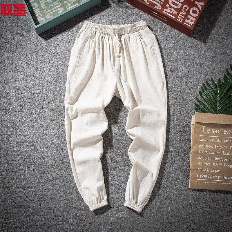 Spring and Summer Thin Breathable Linen Pants Men's Loose Straight Chinese Style Cotton and Linen Pants Men's Casual Linen Long Pants plus size