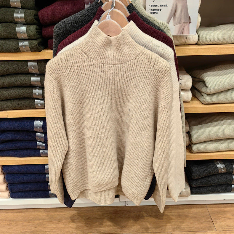 2024 New Women's Clothing Shufulei Turtleneck Knitted Sweater Loose All-match Long Sleeve Sweater Soft Waxy Sweater SY469430