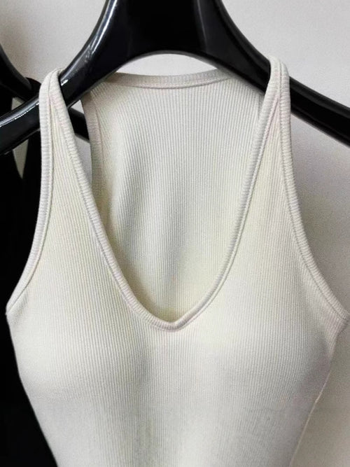 Breast Cover Beautiful Comes with Chest Pad Camisole Women's 2024 New Style Inner Wear Beautiful Back Slim-fit Slim-fit Neck Top