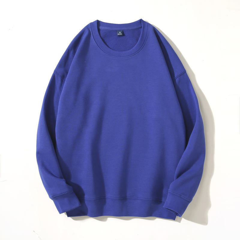 Autumn and Winter 460g Crew Neck Sweatshirt, Unisex, Loose Fit, Solid Color, Long-Sleeved Sports Top, Warm and Fleece-Lined, Versatile