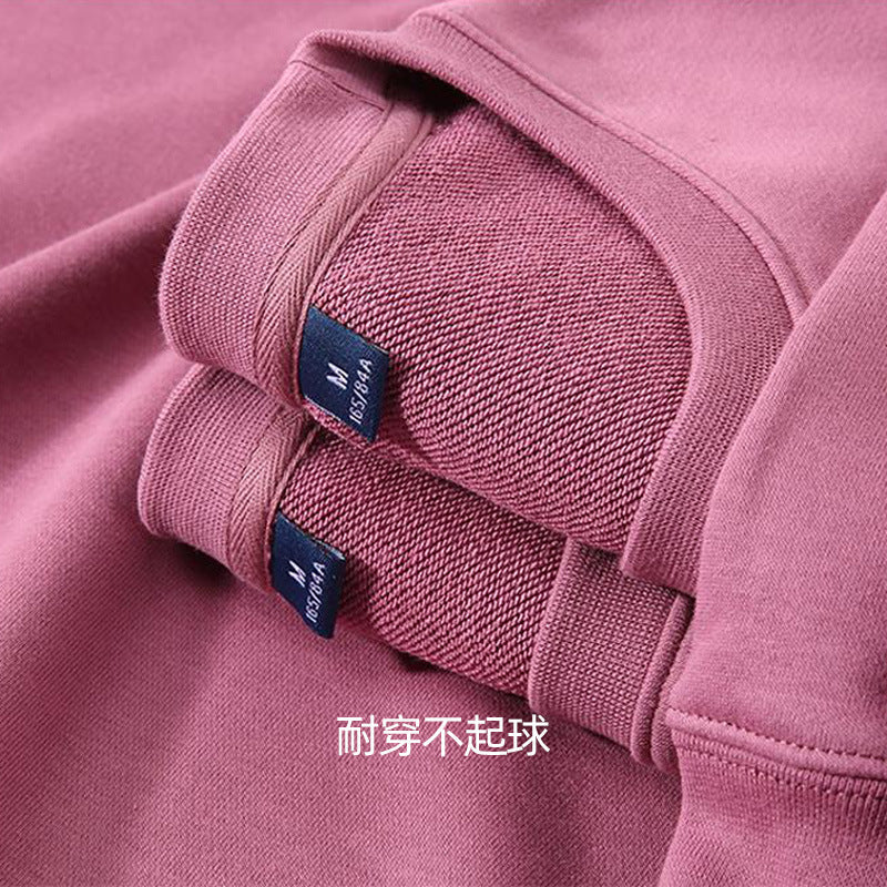Autumn and Winter 460g Crew Neck Sweatshirt, Unisex, Loose Fit, Solid Color, Long-Sleeved Sports Top, Warm and Fleece-Lined, Versatile