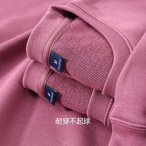 Autumn and Winter 460g Crew Neck Sweatshirt, Unisex, Loose Fit, Solid Color, Long-Sleeved Sports Top, Warm and Fleece-Lined, Versatile