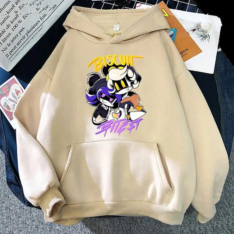 Foreign Trade Inorganic Killer Cartoon Printed Sweatshirt Autumn and Winter Male and Female Students Long-Sleeved Pure Color Jacket Hoodie Hoodie