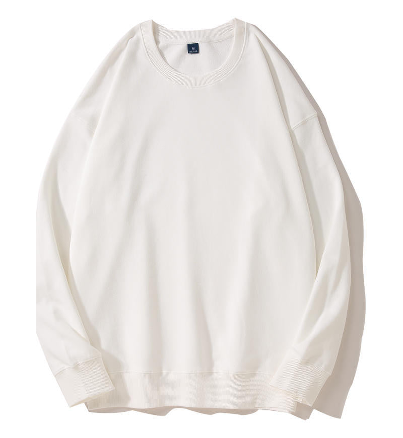 Autumn and Winter 460g Crew Neck Sweatshirt, Unisex, Loose Fit, Solid Color, Long-Sleeved Sports Top, Warm and Fleece-Lined, Versatile