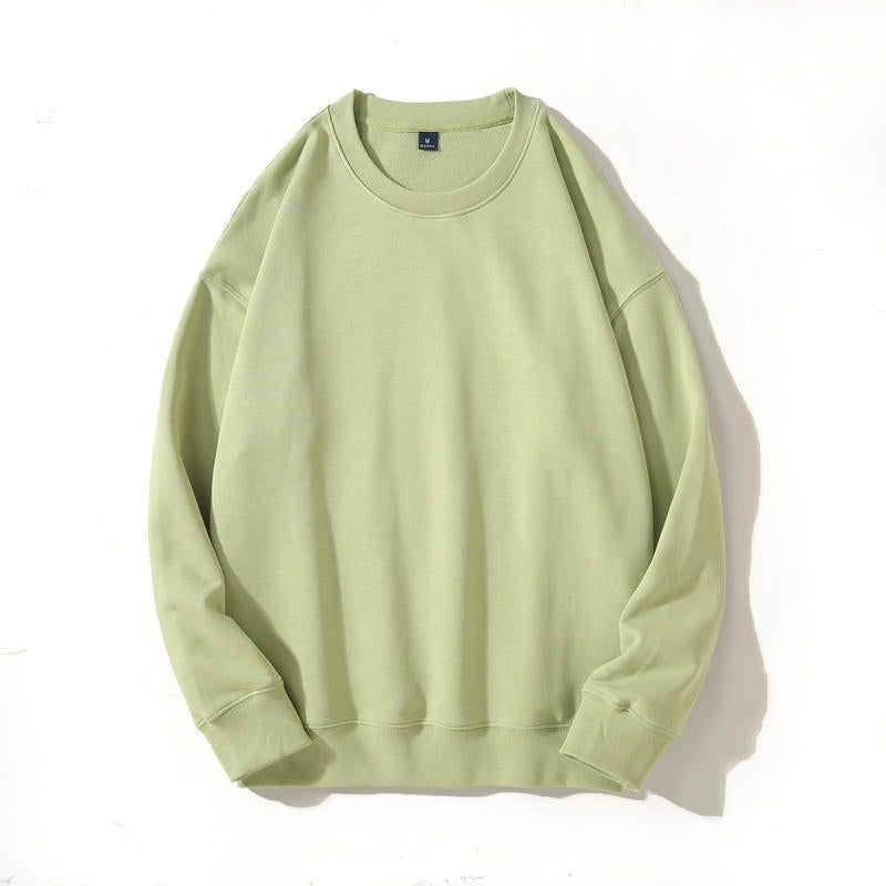 Autumn and Winter 460g Crew Neck Sweatshirt, Unisex, Loose Fit, Solid Color, Long-Sleeved Sports Top, Warm and Fleece-Lined, Versatile