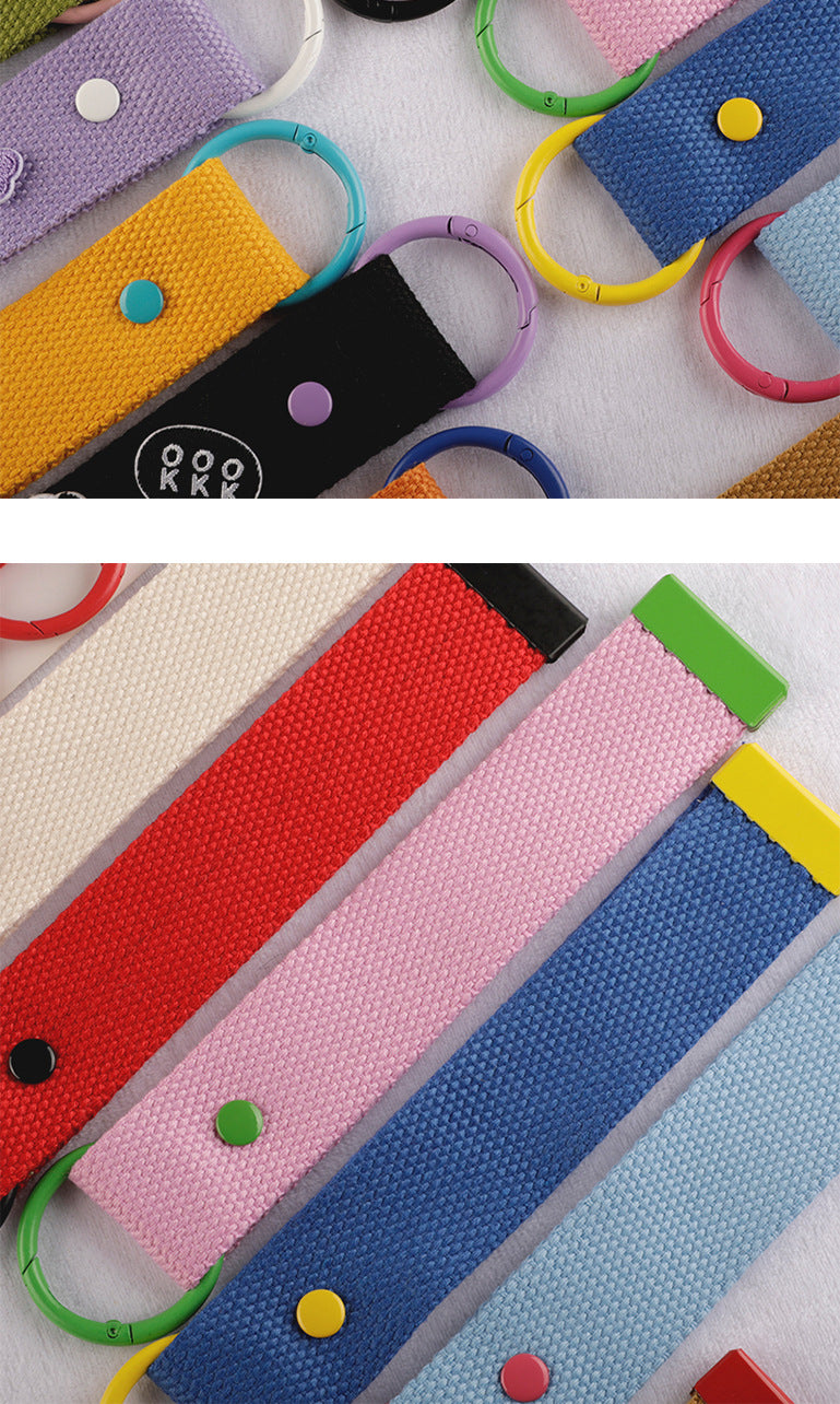 New 32mm Japanese and Korean Ins Style Dopamine Color DIY Keychain Ribbon Lanyard Embroidered Canvas Strap Korean Strap